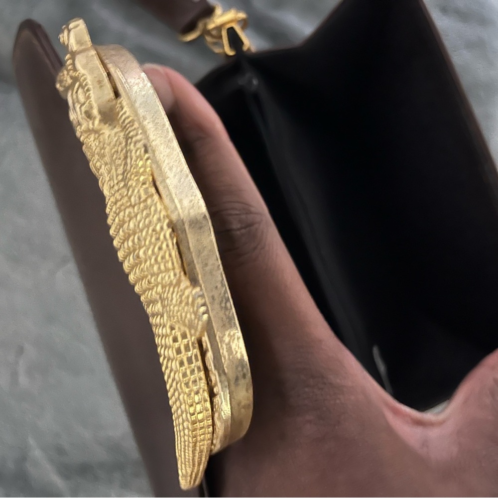 Brown and Gold Leather Bag